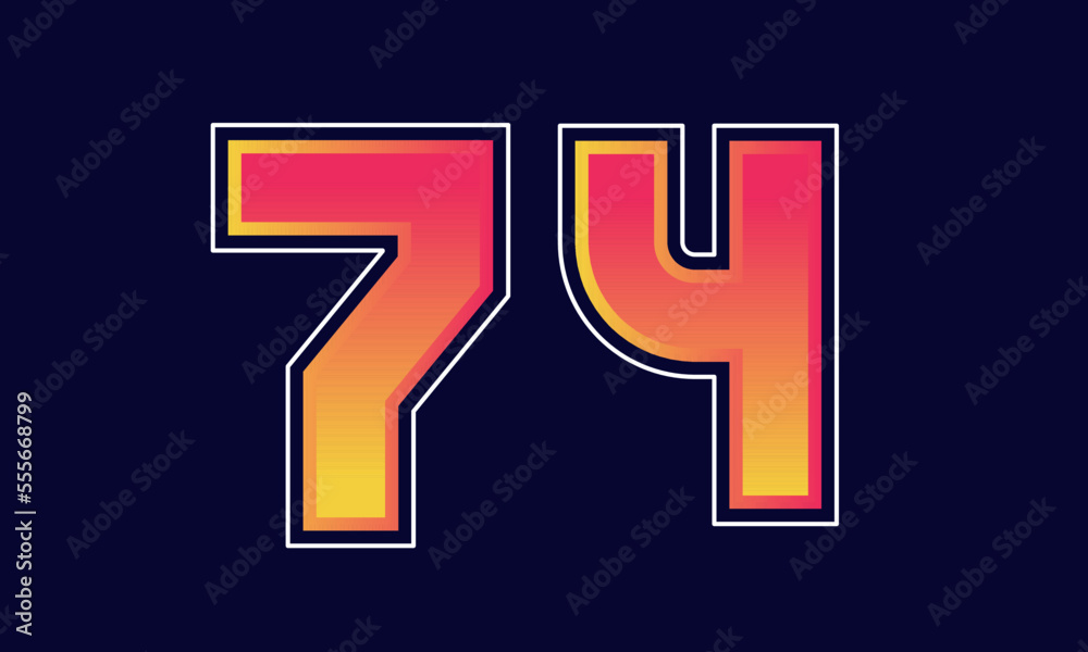 Fototapeta premium 74 Number New Orange Sport Line Logo