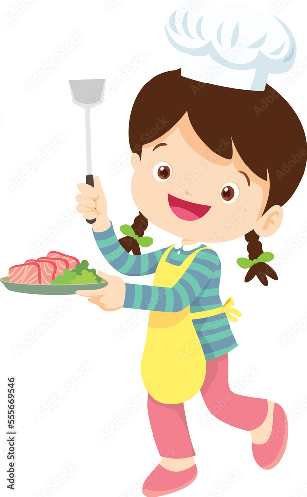 Cooking children girl Little kid making delicious food professional chef Cooking children girl Little kid making delicious food professional chef