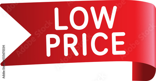 Low price label. Cost reduction icon. Discount price offer sign. Flat style