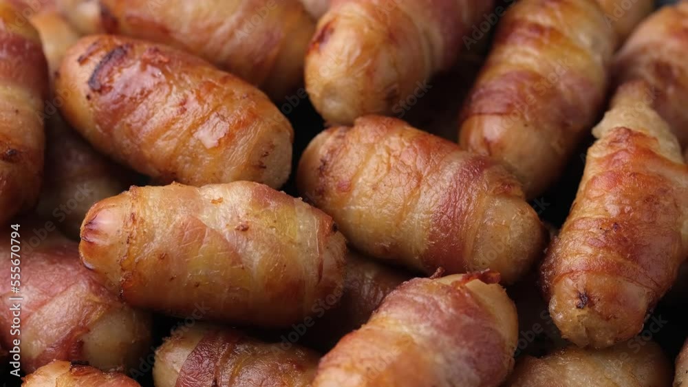 Party finger food pigs in blankets. Rotating video Party finger food pigs in blankets. Rotating video
