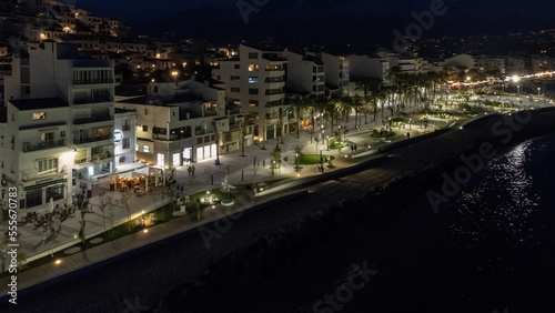 New modern design park on the seafront of Altea (Alicante, Spain) illuminated at night