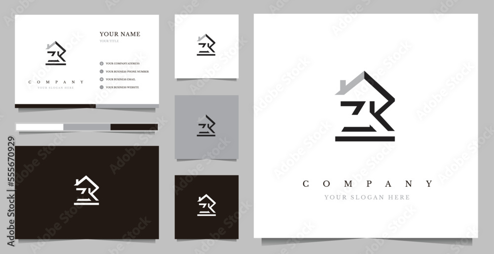 Initial ZK Real Estate Logo Design Vector