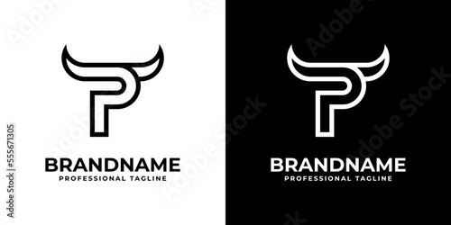 Letter P Bull Logo, suitable for any business related to bull with P initials.