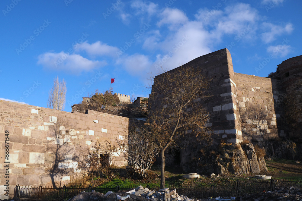 Walls of the Ankara Castle. Symbol of Ankara city.   
