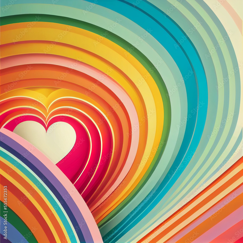 Colourful texture pattern with heart shape, generative ai illustration