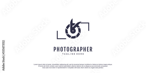 Photograph logo with rabbit icon vector illustration