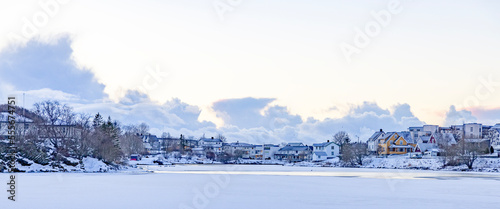 Cold and beautiful winter weather in Brønnøysund, Helgeland, Norway, Europe