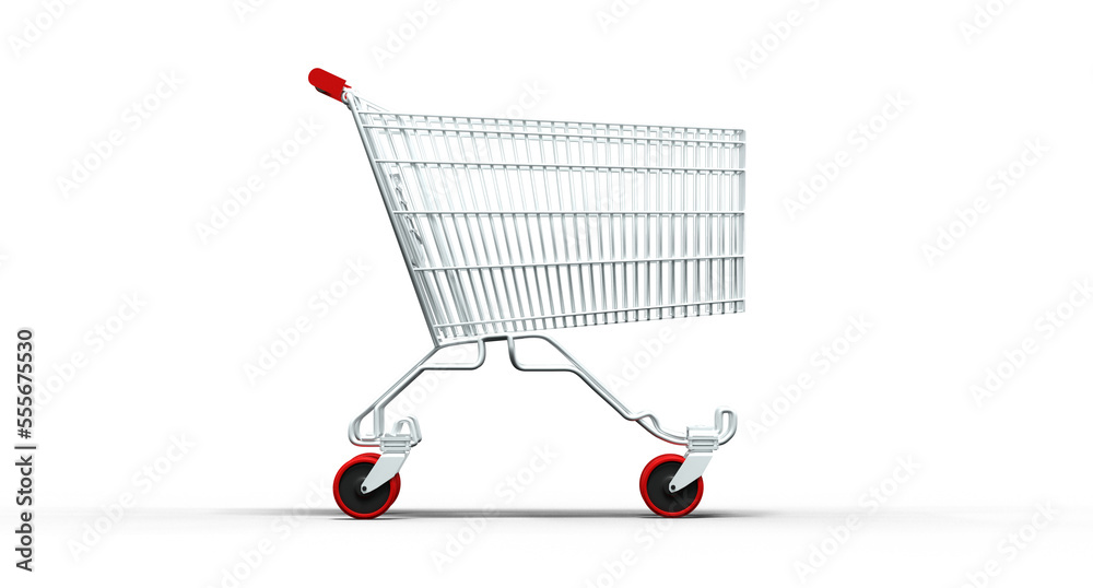Εκτύπωση καμβά caddie de supermarché vide sur fond transparent
