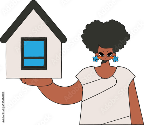 Real estate realtor girl holding a house in her hands. Investment in real estate.