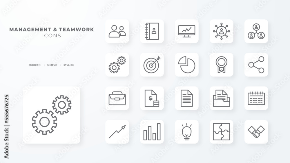 Business teamwork and management icon with black outline style Business teamwork and management icon with black outline style