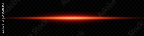 Laser neon light stick, glowing fire beam, yellow and red fluorescent LED effect. Golden shine electric luminous lines, isolated design elements on dark transparent background. Vector illustration