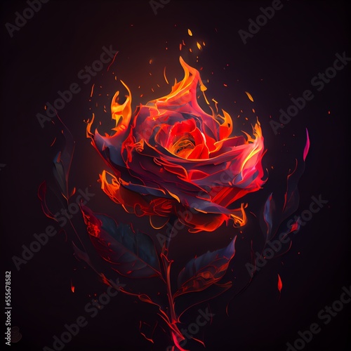 Fire Rose. Generative AI