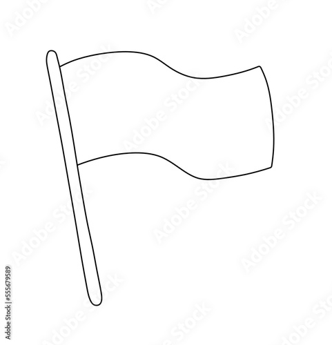Vector isolated one simple minimal white flag ensign  colorless black and white contour line easy drawing