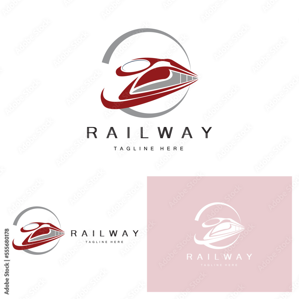 Train Logo Design. Fast Train Track Vector, Fast Transport Vehicle Illustration, Design Fit Locomotive Railroad Company Land Transportation And Fast Delivery Train Logo Design. Fast Train Track Vector, Fast Transport Vehicle Illustration, Design Fit Locomotive Railroad Company Land Transportation And Fast Delivery