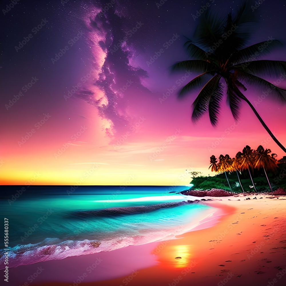 1115735498-dreamlikeart, tropical beach at night__ ### Deformed, blurry, bad anatomy, disfigured, poorly drawn face, mutation, m 