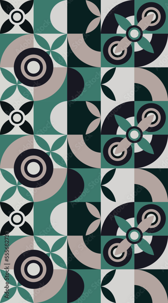 Fototapeta premium Colored seamless geometric pattern coffee cup design, abstract background, vector shape illustration. Poster, banner, sticker, print for t-shirt.