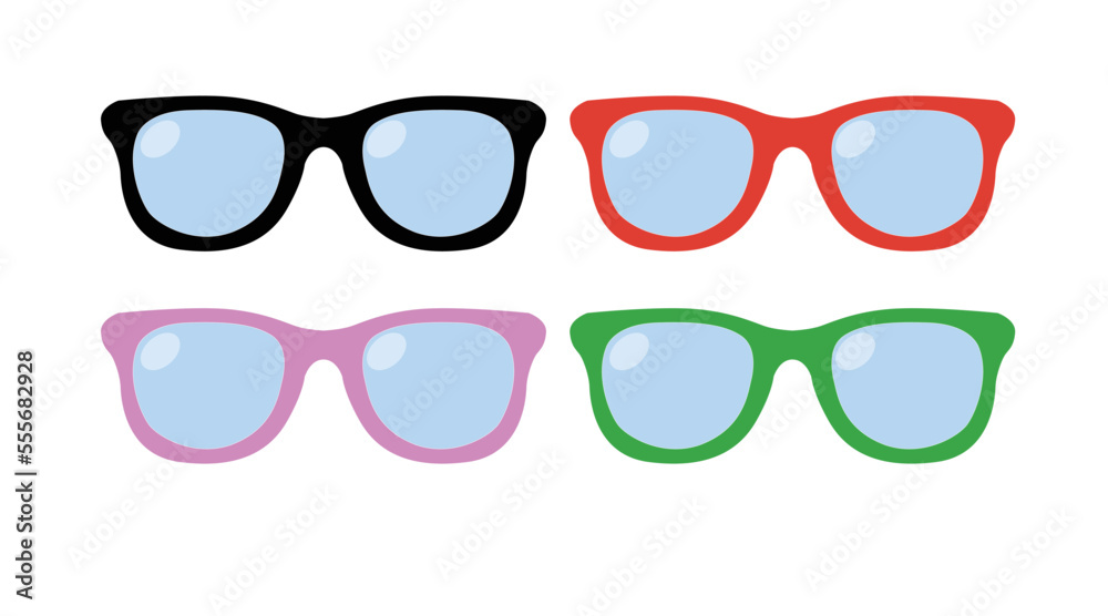 Sunglasses Icon Set. Vector isolated flat editable illustration