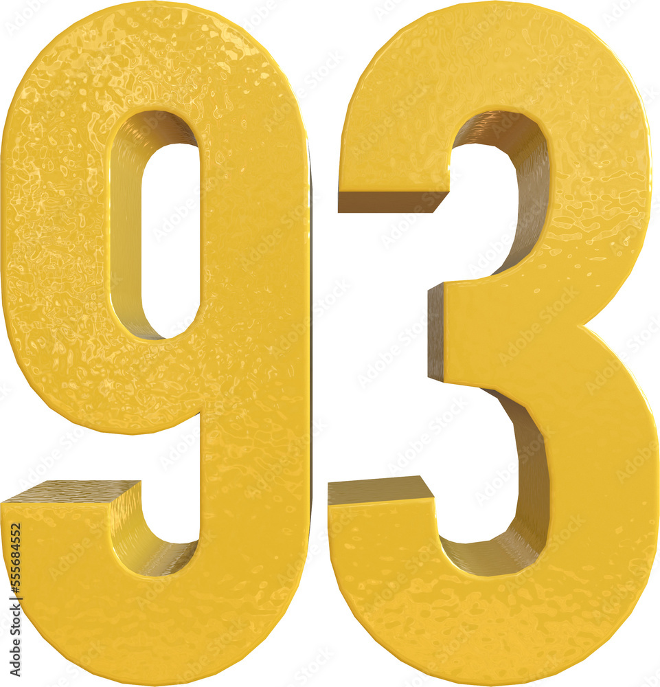 Number 93 Yellow Metal Paint 3D Render Number 93 Yellow Metal Paint 3D Render
