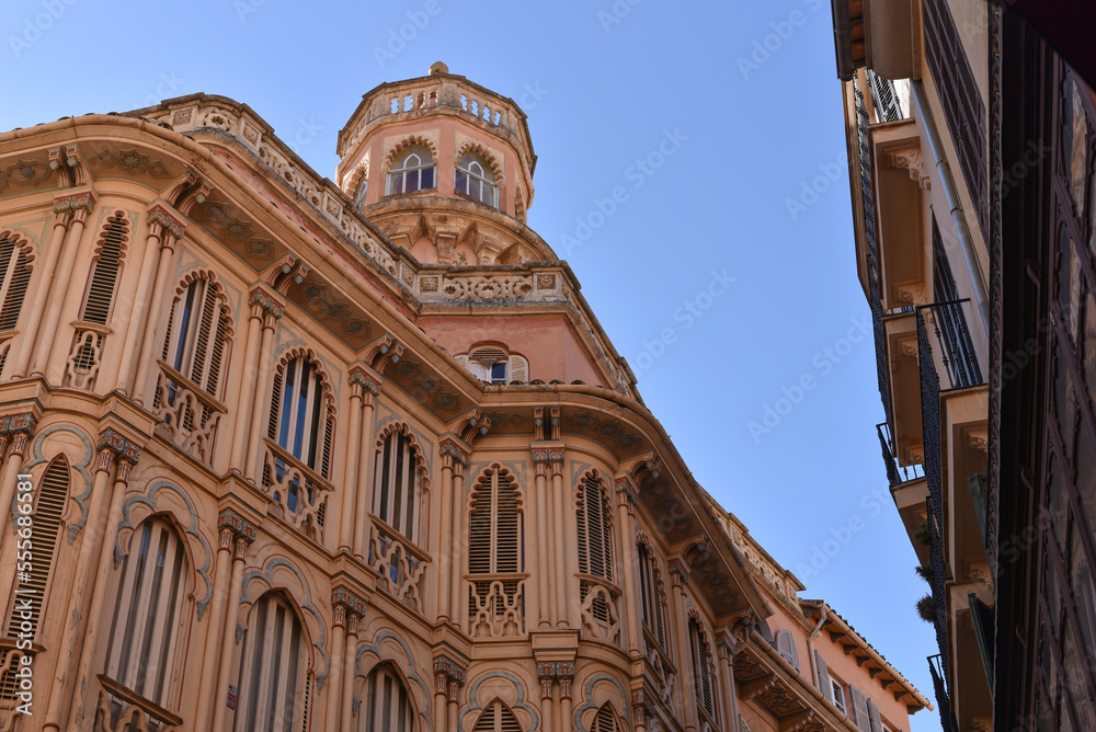 Palma de Mallorca, Spain - 7 Nov, 2022: Municipality building architecture in Palma old town Palma de Mallorca, Spain - 7 Nov, 2022: Municipality building architecture in Palma old town