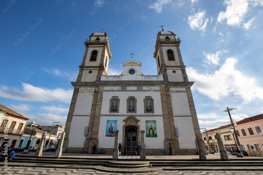 Front view of baroque Cathedral of Good Jesus on Iguape, colonial city on Sao Paulo state, Brazil