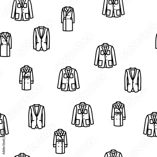 outerwear male clothing casual fashion vector seamless pattern thin line illustration