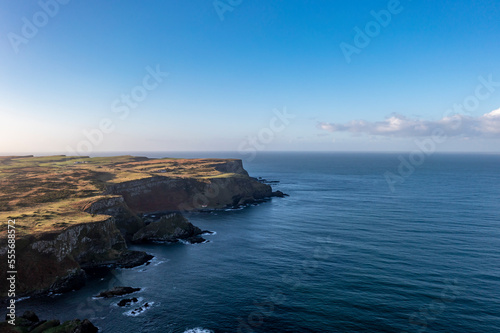 Aerial view of Dunseverick in County Antrim, in Northern Ireland.