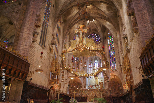 Palma de Mallorca  Spain - 10 Nov 2022  Gaudi designed Altar in the Palma Seo Cathedral Basilica