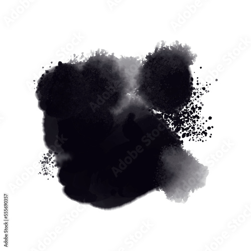 Black spots. Black watercolor blobs. Paint stains. ink