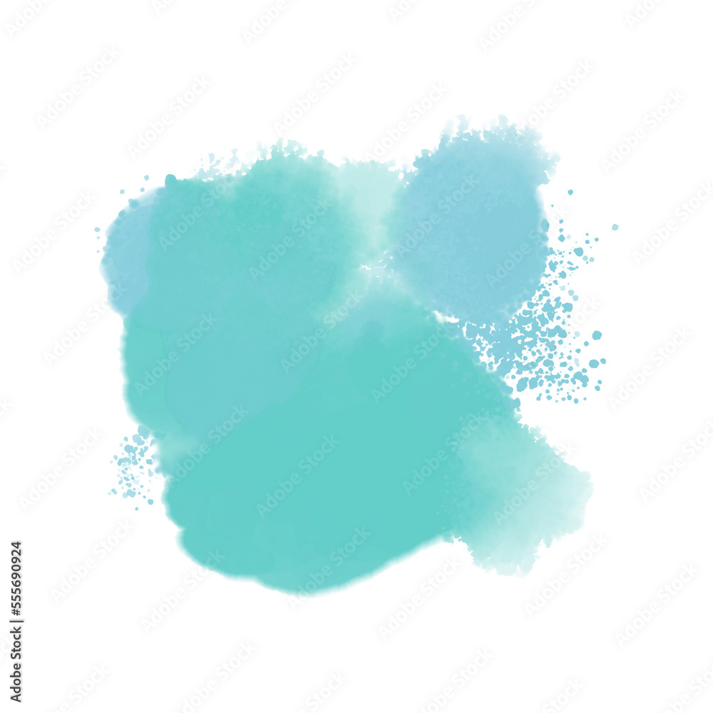 Turquoise spots. Turquoise watercolor blobs. Paint stains