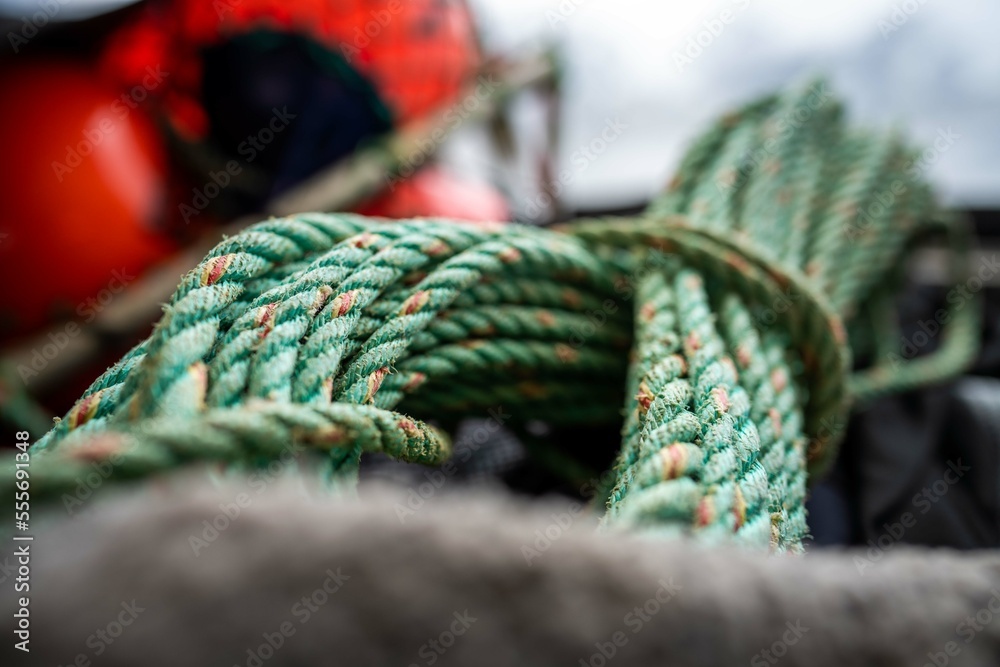 rope on a fishing boat in tasmania australia