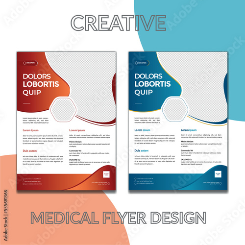 Eye-catching modern creative clean  gradient colorful organic shapes A4 size medical flyer template