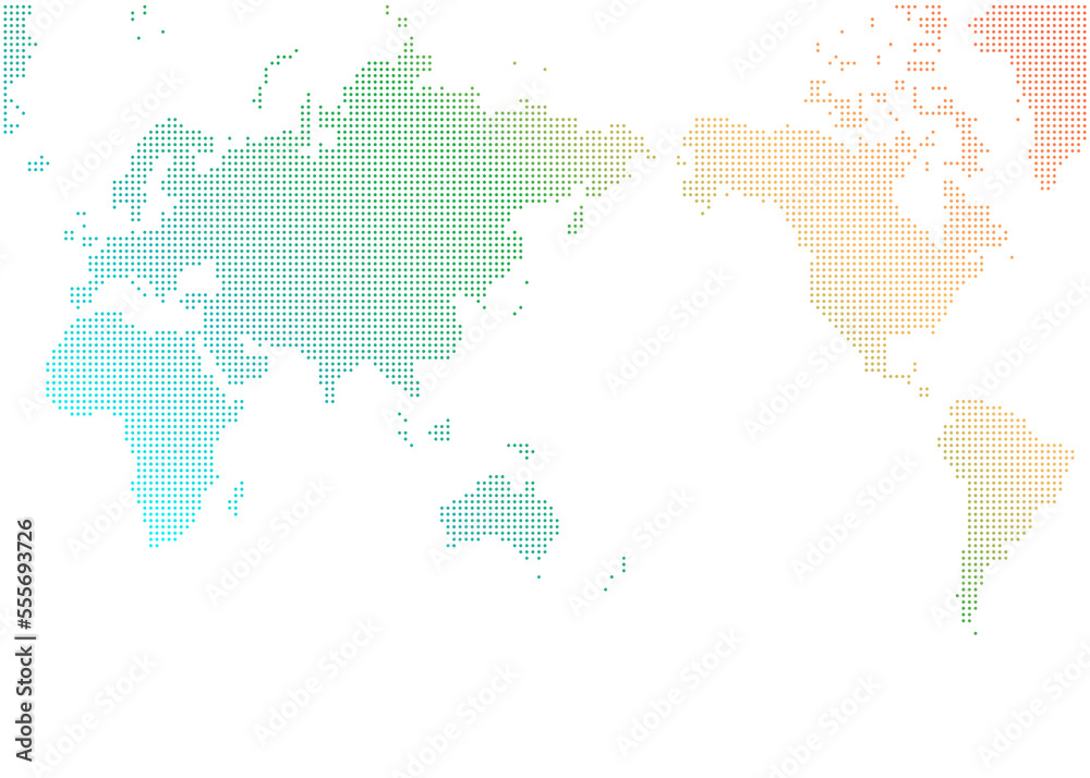 おしゃれなドット 虹色グラデーションの世界地図