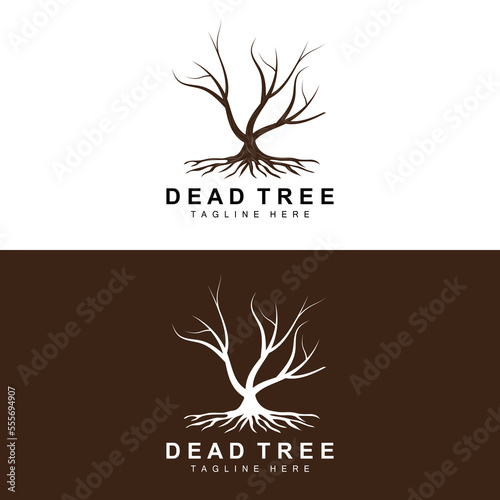 Tree Logo Design, Dead Tree Illustration, Wild Tree Cutting, Global Warming Vector, Earth Drought, Product Brand Icons