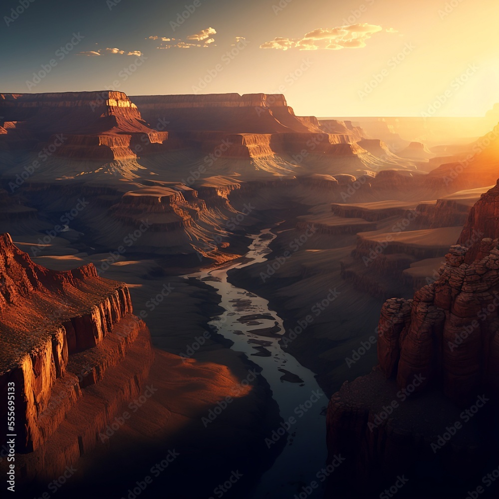 Grand canyon al tramonto grandangolo 