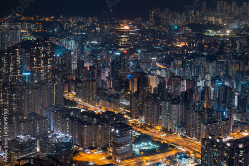 Hong Kong night view, light carpet