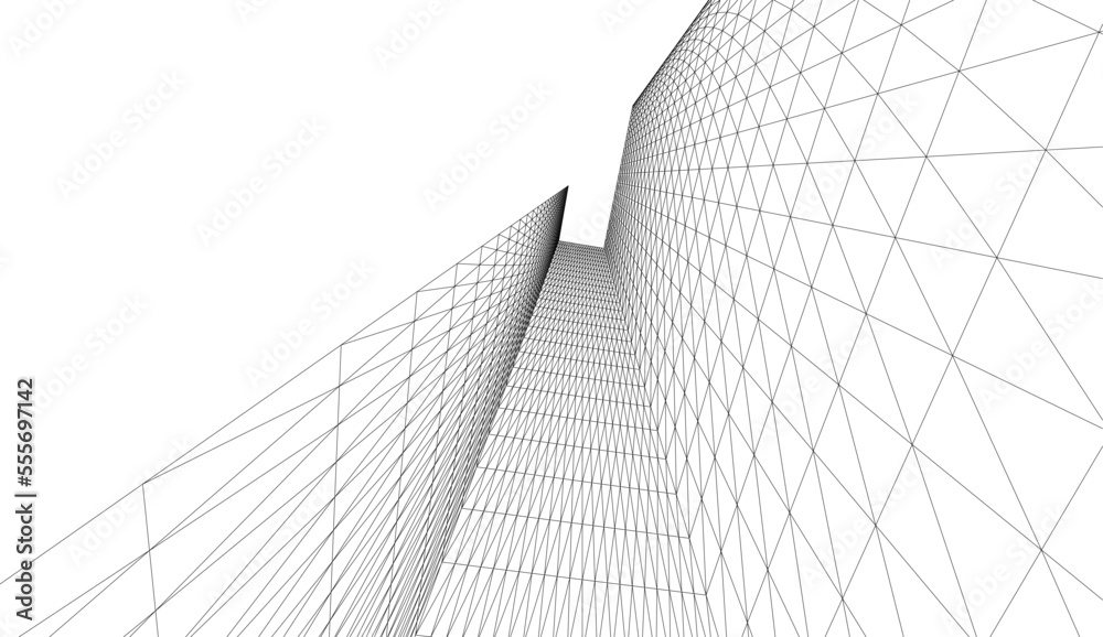 Abstract architecture vector 3d illustration