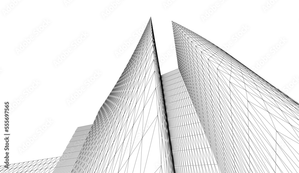 Fototapeta premium Abstract architecture vector 3d illustration