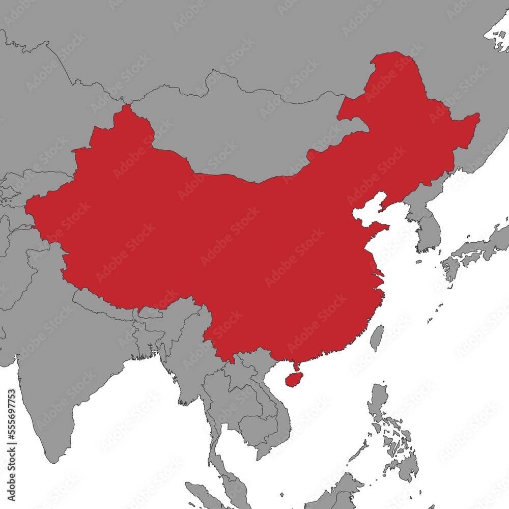 China on world map.Vector illustration.