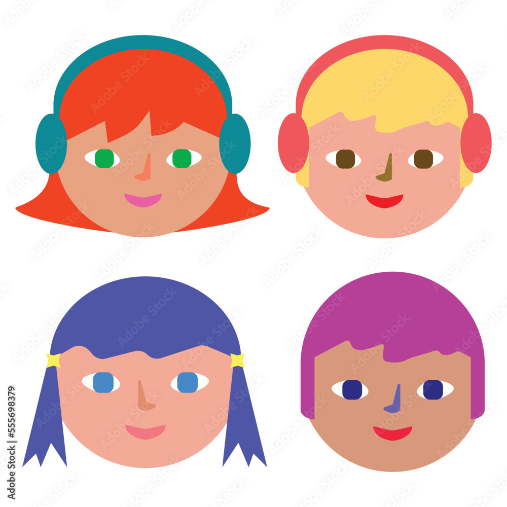 Faces user icon set flat design illustration Faces user icon set flat design illustration