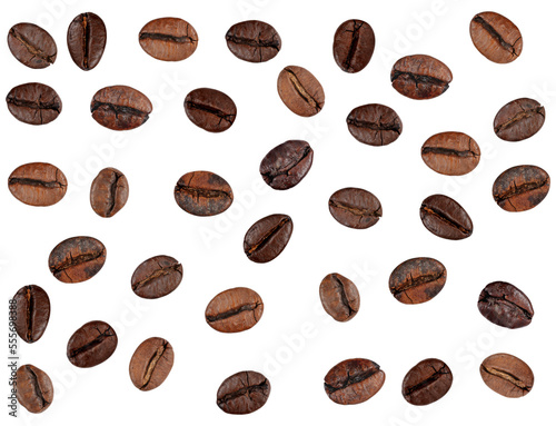 Coffee beans isolated on transparent background  PNG.