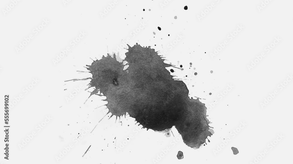 black ink splat slow motion transition reveal.
