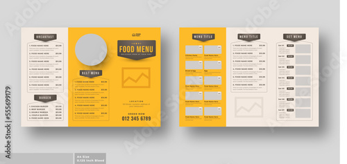 Food menu trifold brochure template, luxury food menu for restaurant