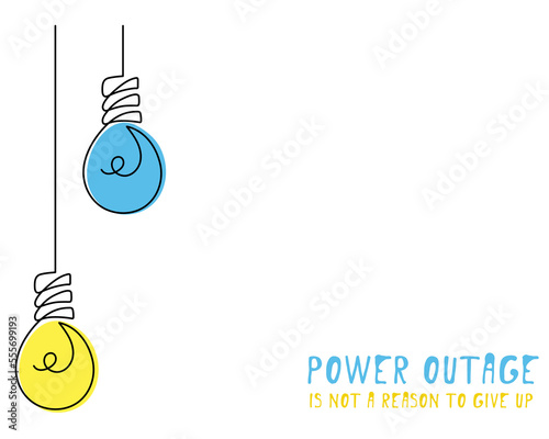 Doodle lightbulbs, hand-drawn electric devices backdrop,power outage concept.Electric lighting and illumination background.Decoration for blackout in Ukraine.Editable stroke.Isolated.Vector