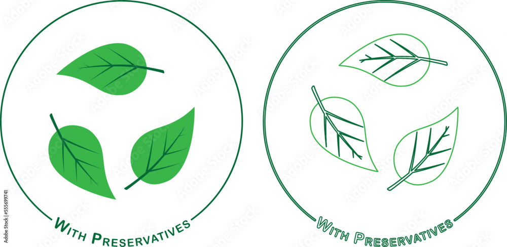 Preservatives icon. Green with two style. With Preservatives.