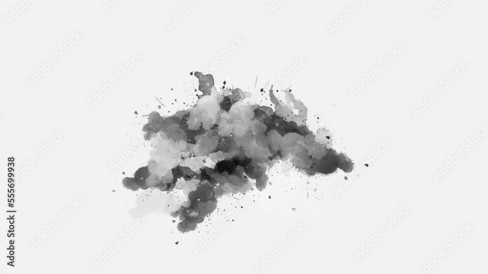 black ink splat background. ink slow motion transition reveal. watercolor paint brush stroke. ink splash transition.