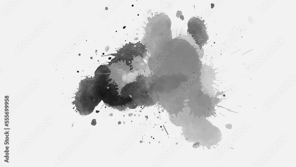 watercolor paint brush stroke. ink splash transition. ink splat background. black ink splashes fluid ink splash transition. ink slow motion transition reveal.	