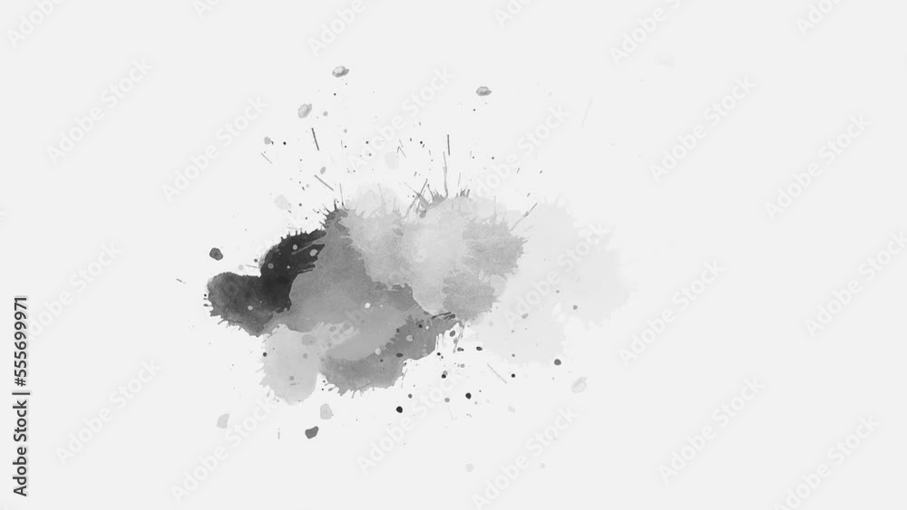 watercolor paint brush stroke. ink splash transition. ink splat background. black ink splashes fluid ink splash transition. ink slow motion transition reveal.	