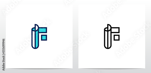 Outline Fold Letter Logo Design F