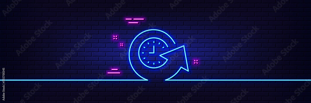 Neon light glow effect. Update time line icon. Refresh watch sign. 3d line neon glow icon. Brick wall banner. Update time outline. Vector Neon light glow effect. Update time line icon. Refresh watch sign. 3d line neon glow icon. Brick wall banner. Update time outline. Vector