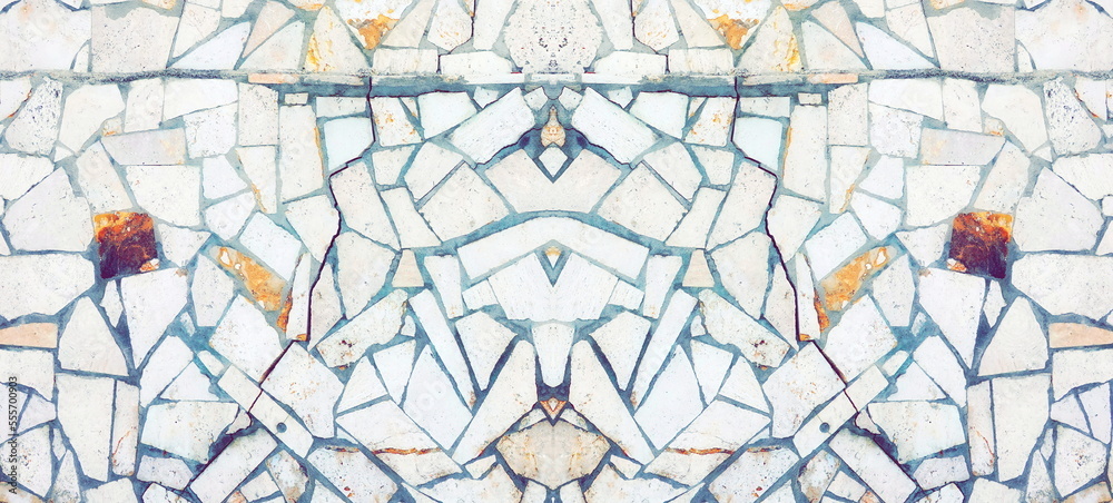 Floor Mosaic Texture. Mosaic Background. Cement and Concrete Stone mosaic tile. Cement. Light Color Photo Symmetrical Background Floor Mosaic Texture. Mosaic Background. Cement and Concrete Stone mosaic tile. Cement. Light Color Photo Symmetrical Background